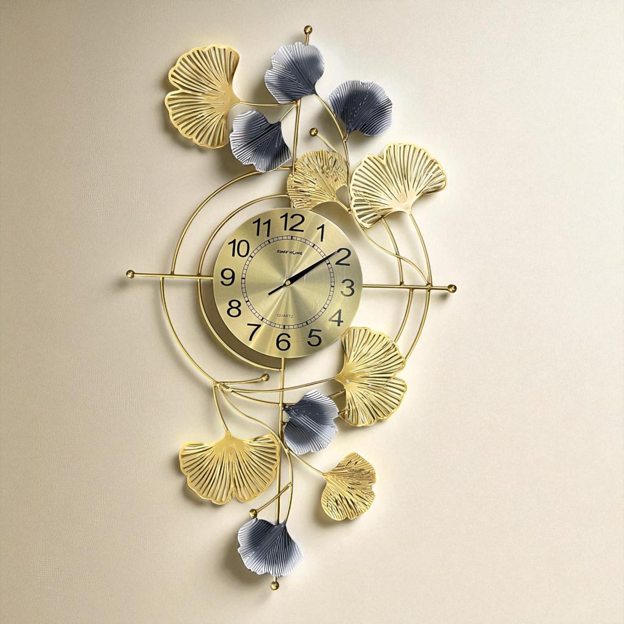 Gambar produk TaffHOME Jam Dinding Elegan Ginkgo Biloba Silent Movement 81.5cm - 2305