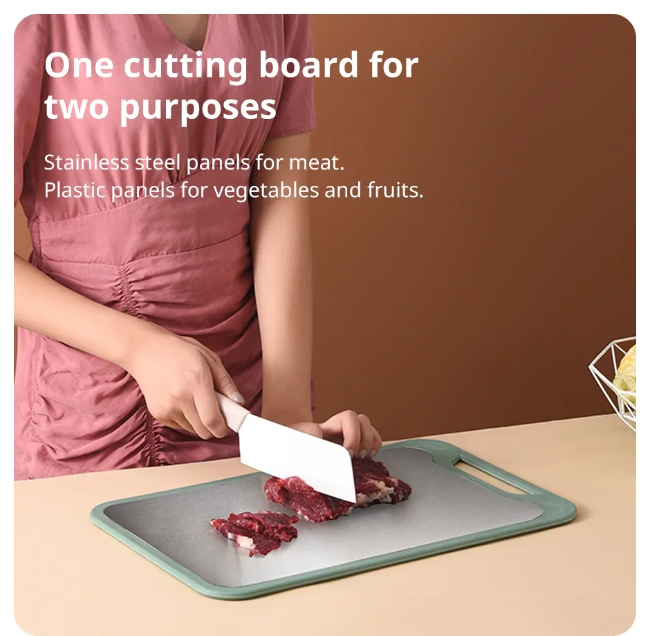 Gambar produk Beihe Multifunctional Cutting Board Stainless Steel PP Double Sided - B025