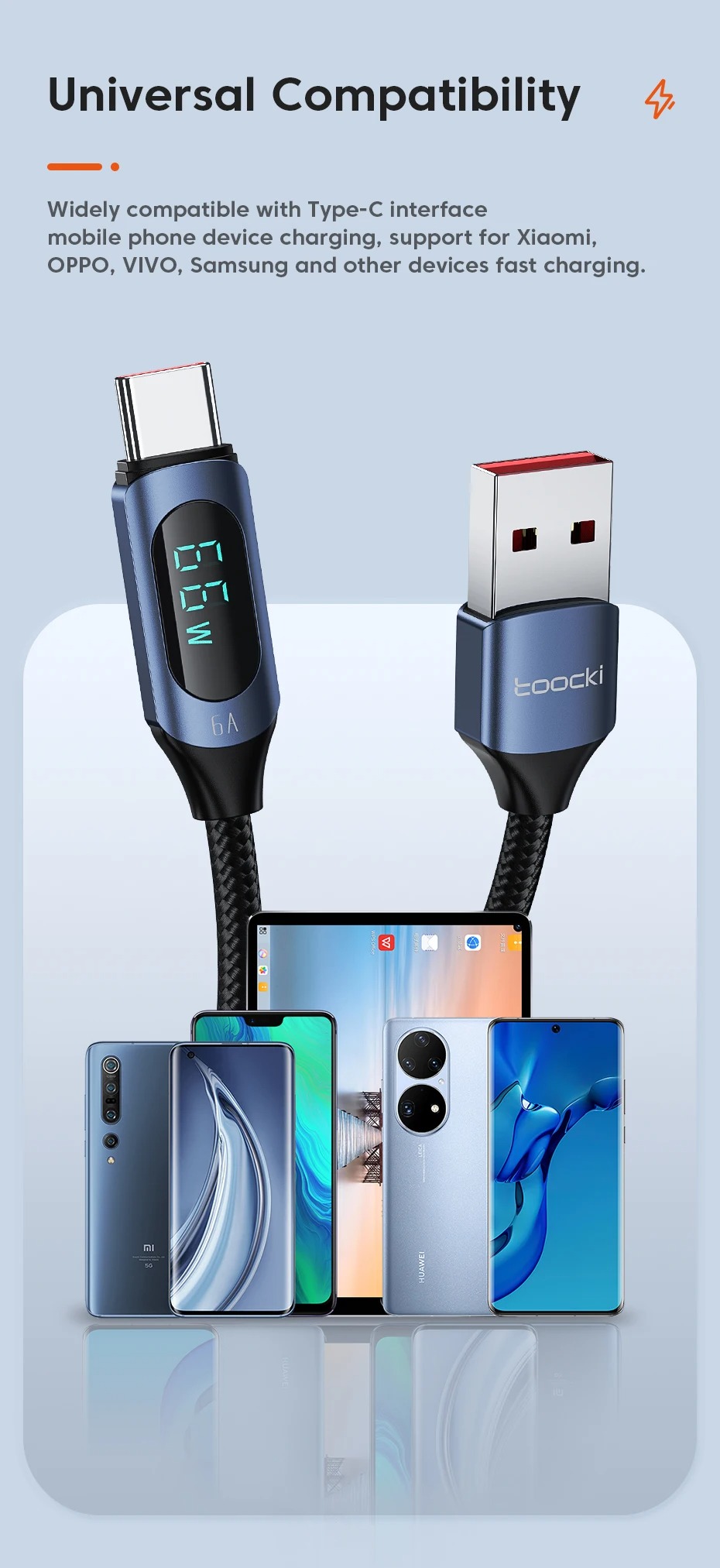 Gambar produk Toocki Kabel Charger Data USB to USB Type-C Fast Charging 66W 6A 1M - TXCT-XY01/XYA01