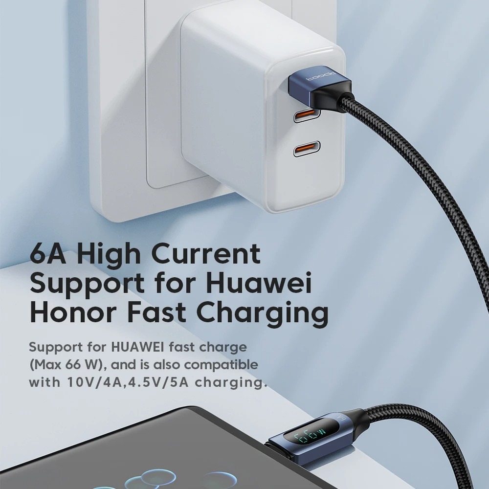 Gambar produk Toocki Kabel Charger Data USB to USB Type-C Fast Charging 66W 6A 1M - TXCT-XY01/XYA01