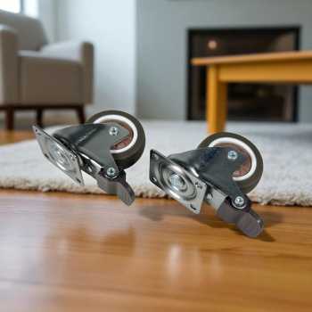 Gambar produk CASTRY Roda Kastor Furniture Soft Rubber Caster Wheel 2 Inch 2 PCS Flat with Brake - C20