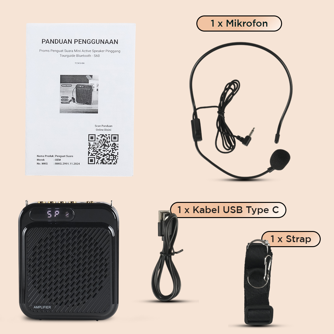 Gambar produk Proms Speaker Pinggang Bluetooth Voice Amplifier Wired 3W - S60