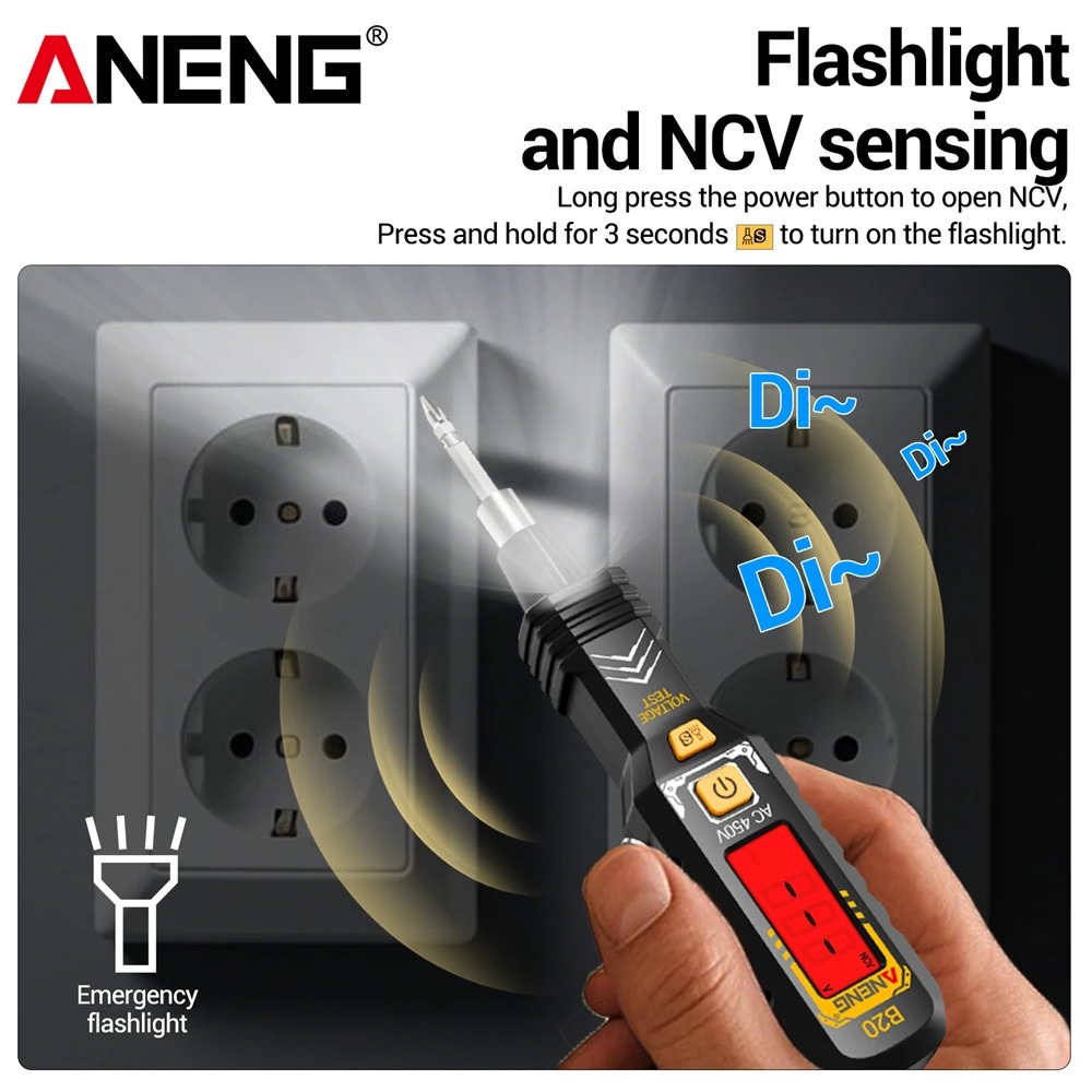 Gambar produk ANENG Obeng Tespen Tester Pen Non Contact Digital Display Alarm - B20