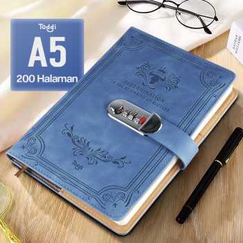 Toddi Buku Jurnal Leather Determination A5 200 Halaman Grid with Lock - TDD3