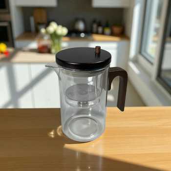 Gambar produk TERNITEA Teko Teh Kaca Saringan Tahan Panas One Click Filter Teapot 600ml - TR-68