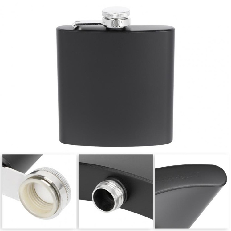 Gambar produk BENJF Botol Hip Flask Wine Whiskey Stainless Steel 304 Plastic Cap 8oz - B-86