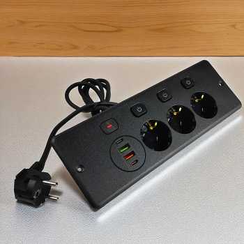 ANW Stop Kontak 3 Lubang Model Tanam USB EU Plug 250V 3250W - BKL-E68