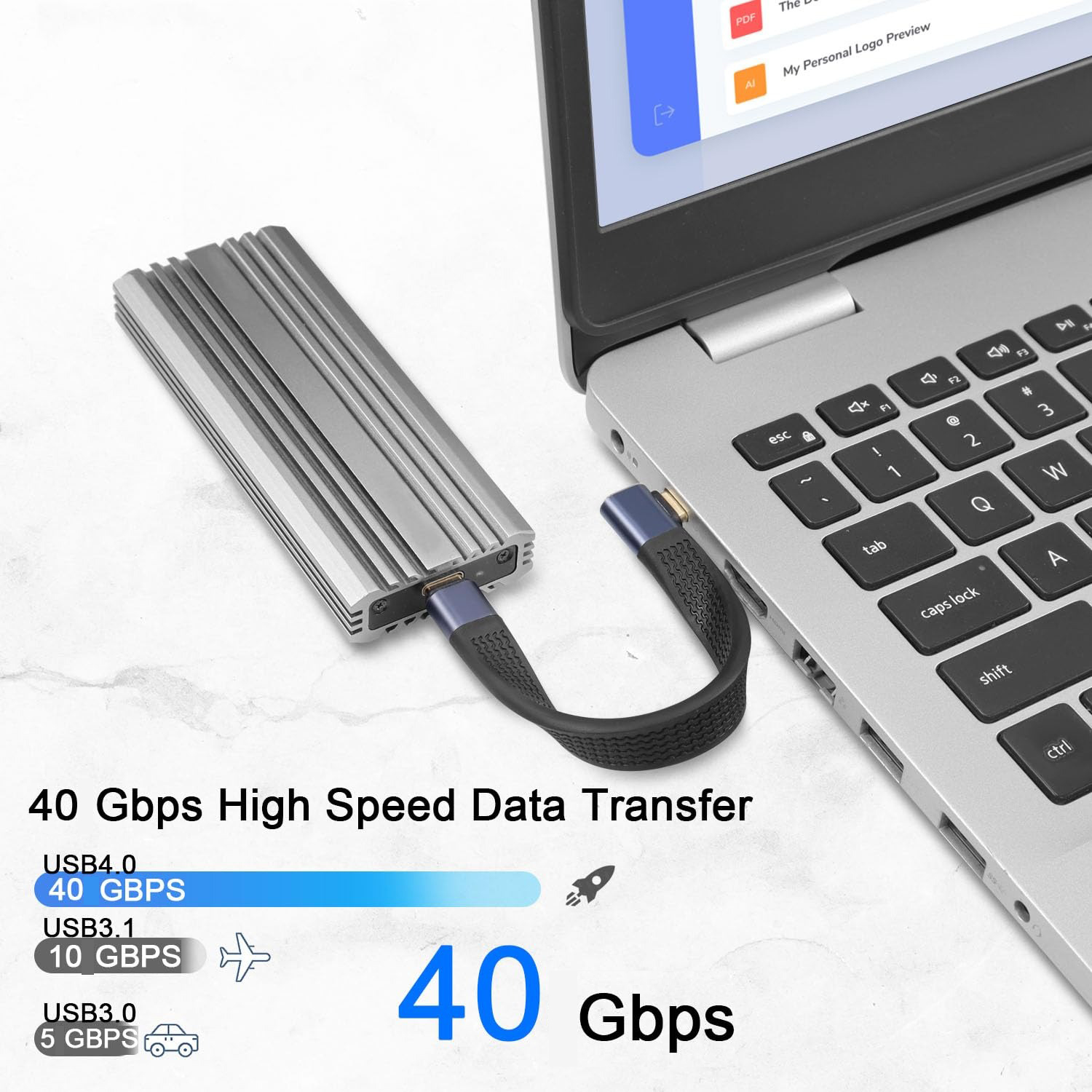 Gambar produk DIXSG Kabel USB Type C to Type C Fast Charging Thunderbolt 240W 14cm Side Bend - D13