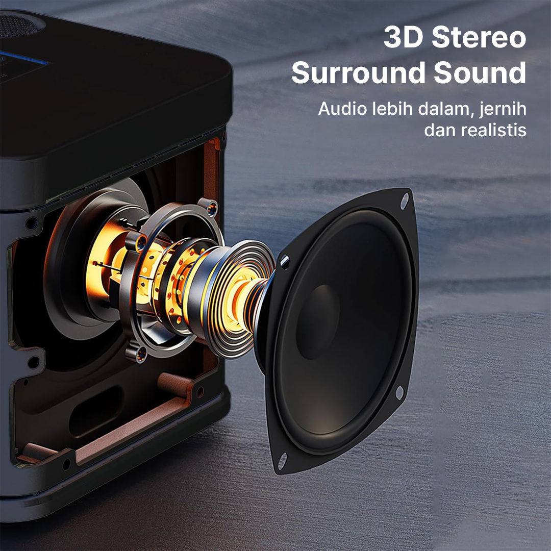 Gambar produk BAFOVY Speaker Bluetooth Karaoke Portable with 2 Microphone 10W - WJ-A826