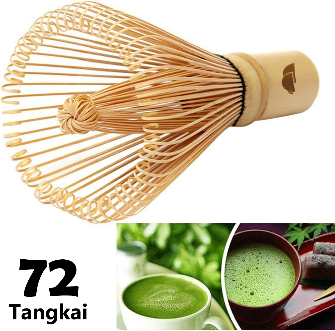 Gambar produk One Two Cups Chasen Bamboo Whisk Matcha Pengaduk Teh Jepang 72 Tangkai - 7276