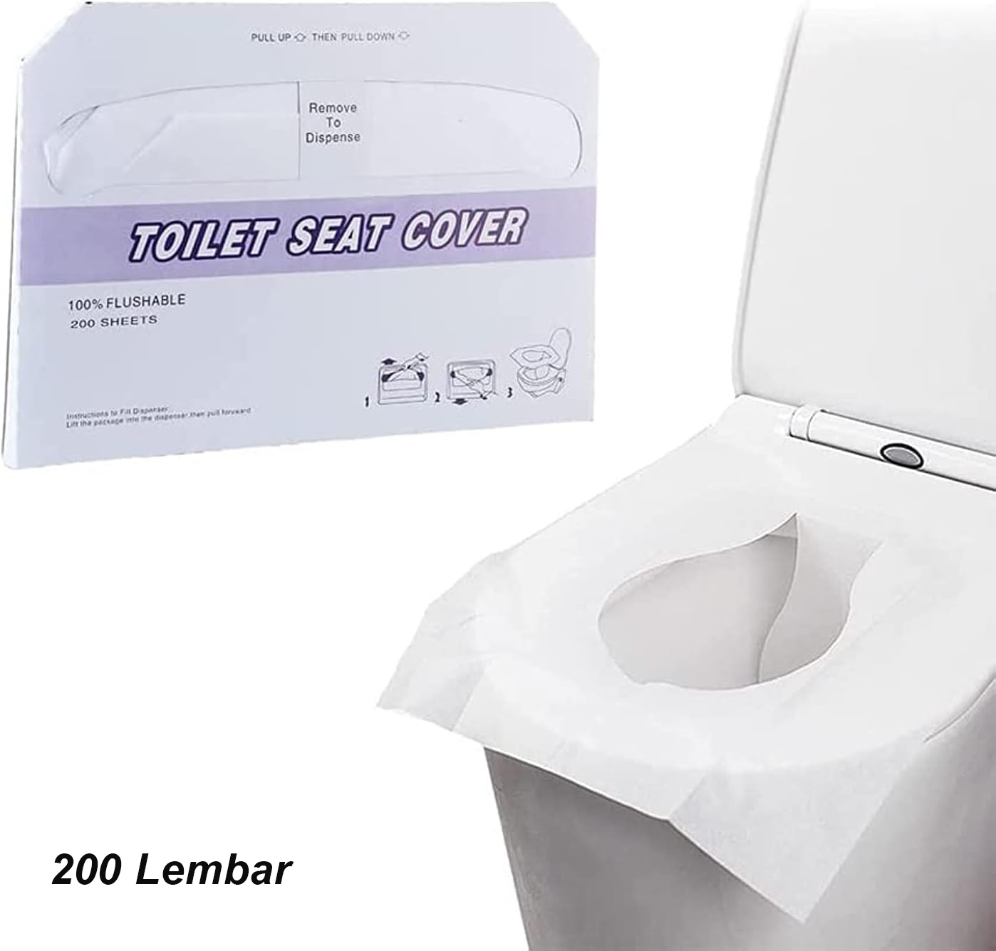 Gambar produk Goodern Cover Dudukan Toilet Disposable Flushable Paper Seat Cover 200 Lembar - INU155