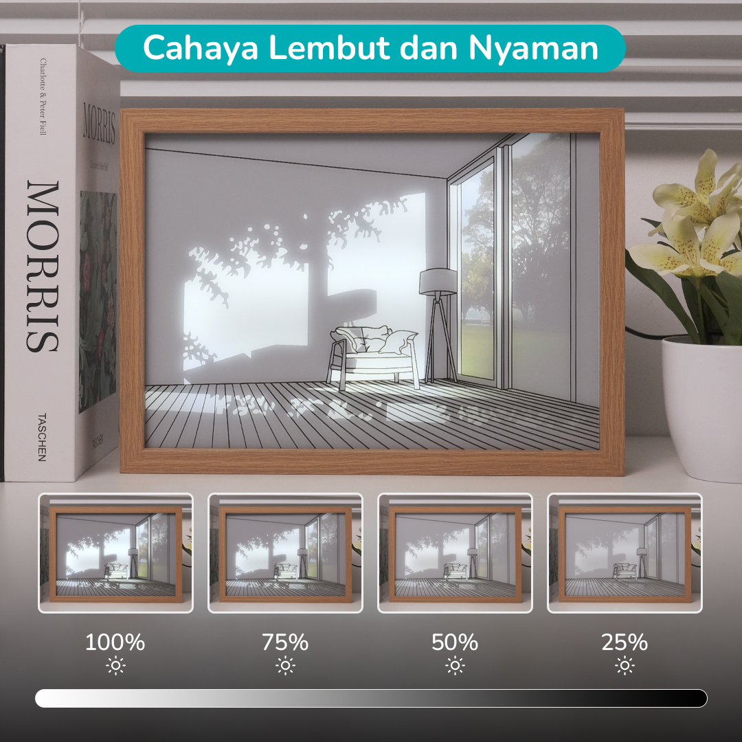 Gambar produk INS Lampu Meja Hias 3D Lukisan Kayu Akrilik 3in1 Color Painting LED Empty Room - DR5W