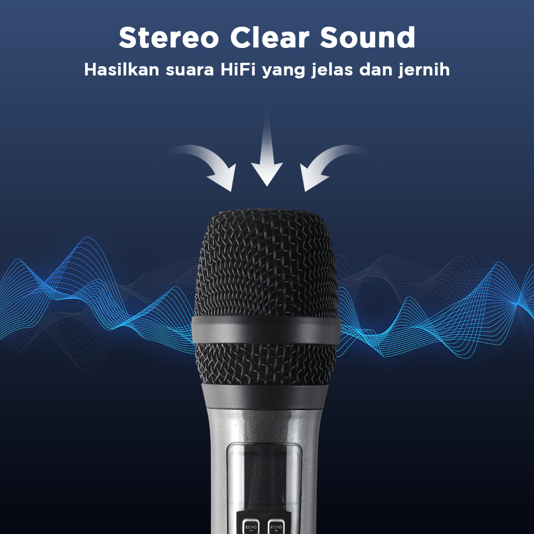 Gambar produk Rellent Mikrofon Karaoke Mic Wireless UHF Portable KTV - D300