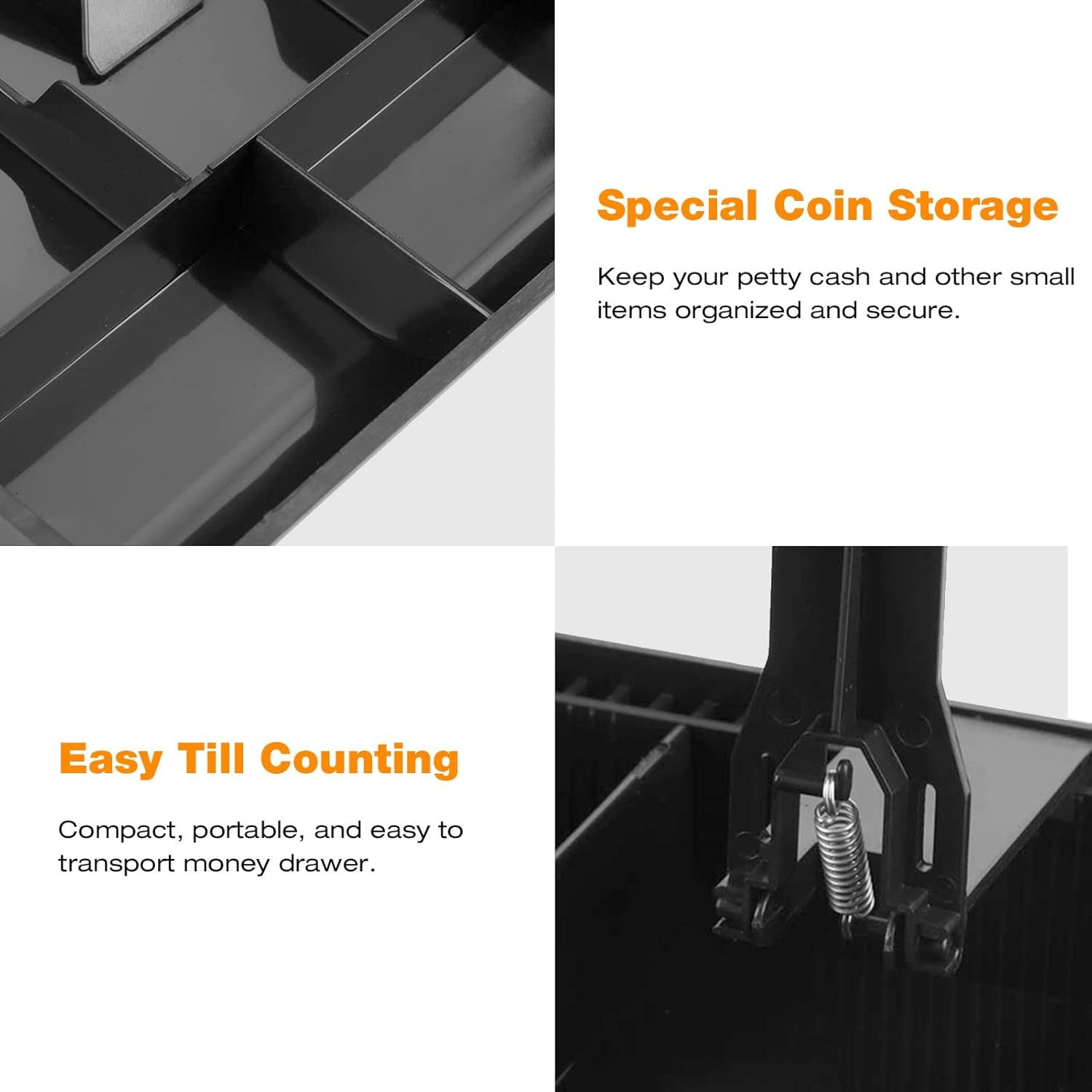 Gambar produk DZL Laci Uang Kasir 5 Sekat Plastik Coin Cash Drawer Tray - D-5