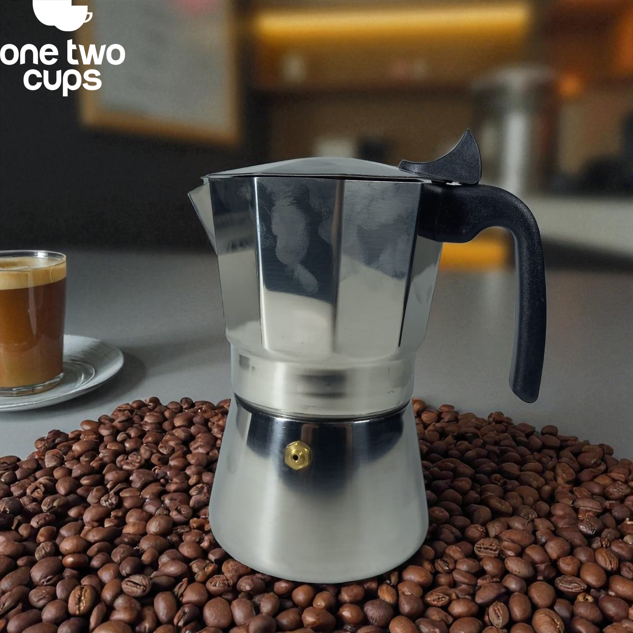 Gambar produk One Two Cups Moka Pot Italian Espresso Coffee Maker Stainless Steel 300ml - W-767