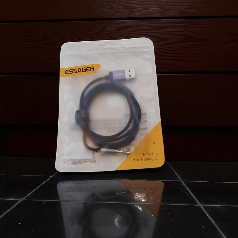 Gambar produk ESSAGER Kabel AUX 3.5mm Audio HiFi Premium Chip Braided 1M USB A - ES-YP22