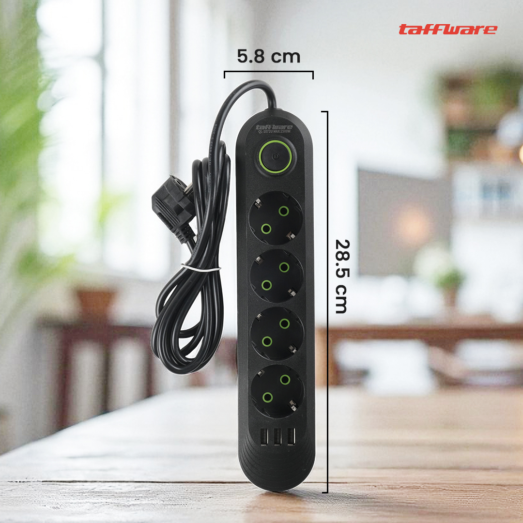 Gambar produk Taffware Stop Kontak USB Port EU Plug 10A 110-250V 2500W 4 Lubang - QL-1071U / QL-1072U