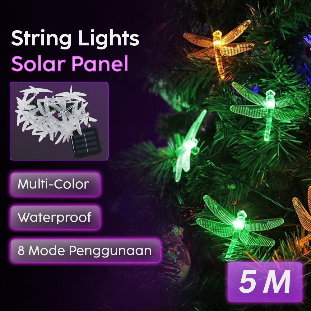 Gambar produk YUSHILED Lampu Hias String Lights Dragonfly Solar Panel IP65 8 Modes 20 LED - M088