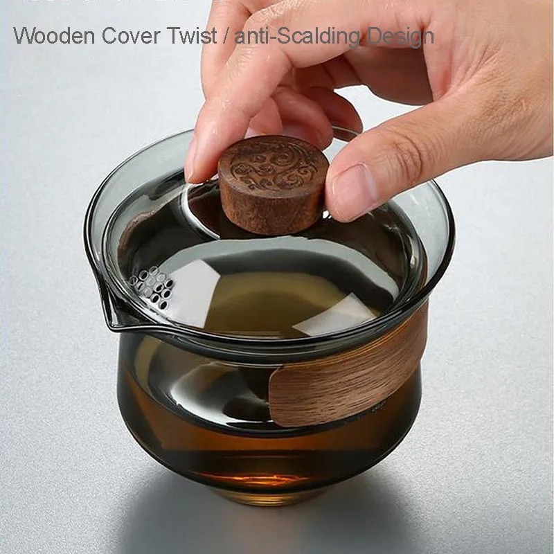 Gambar produk TCFOS Mangkok Gaiwan Chinese Tea Bowl Infuser Kaca Borosilikat 230ml - TF180