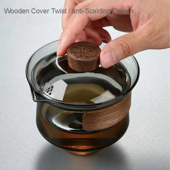 TCFOS Mangkok Gaiwan Chinese Tea Bowl Infuser Kaca Borosilikat 230ml - TF180