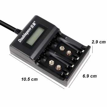 Gambar produk Doublepow Charger Baterai 4 Slot AA AAA 9V Ni-MH Ni-CD Li-Ion with LCD - DP-UK95