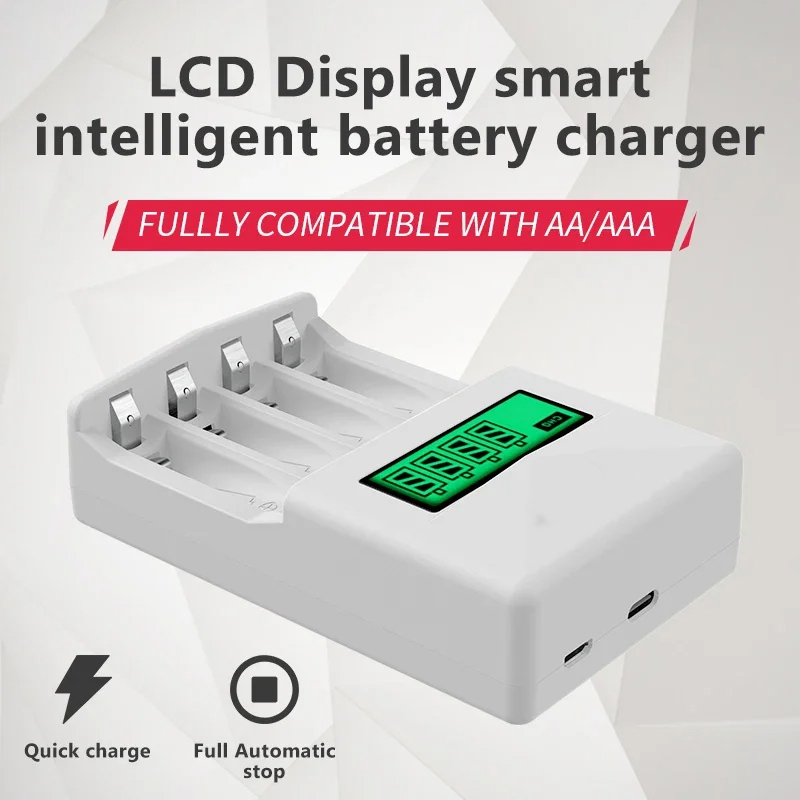 Gambar produk BATER Charger Baterai 4 Slot AA AAA Ni-MH Ni-CD with LCD Display - LCD-007