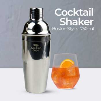 One Two Cups Cocktail Shaker Bartender Boston Style Stainless Steel - JJ6