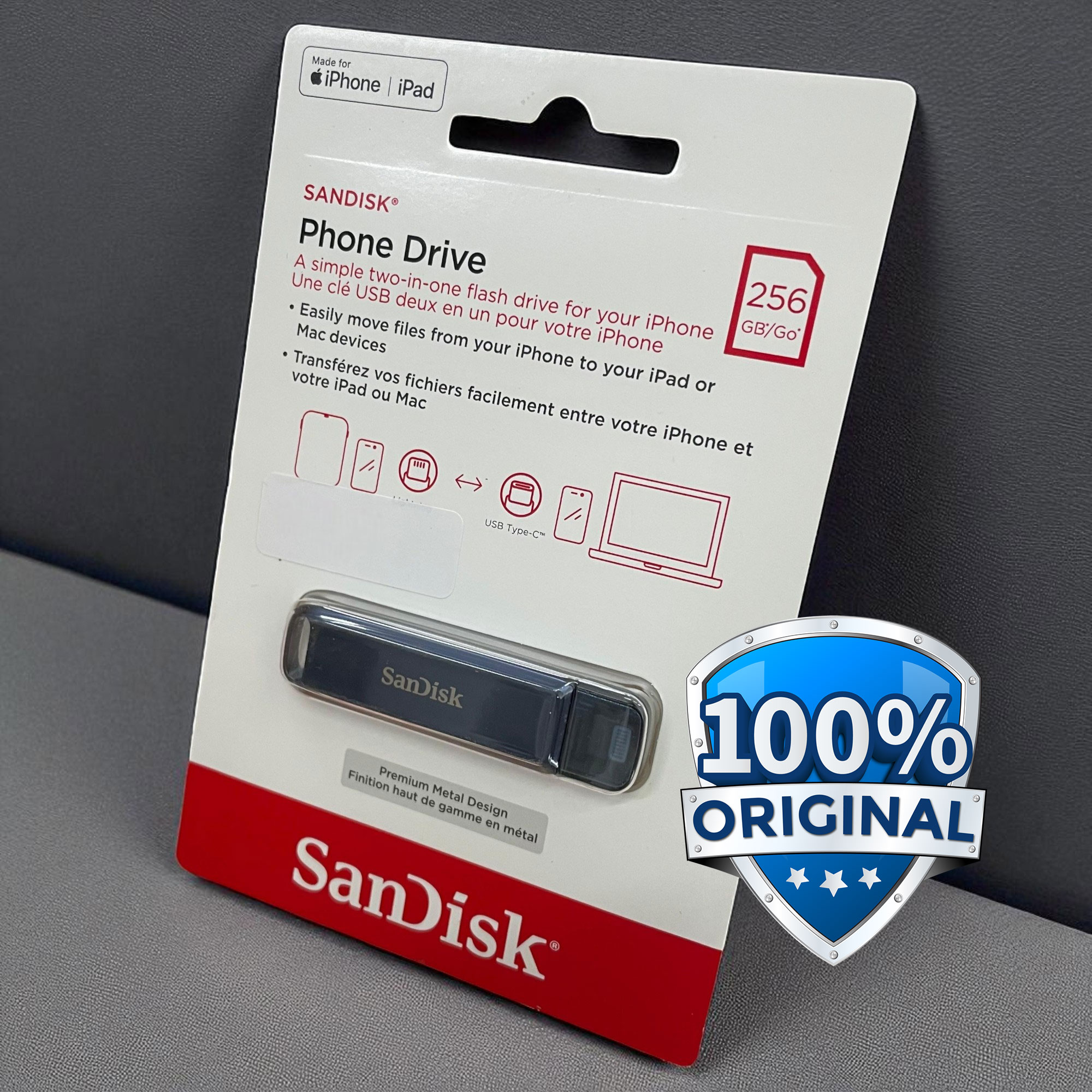 Gambar produk SanDisk Phone Drive USB Type-C Lightning 90MB/s 256GB - SDIXD0N