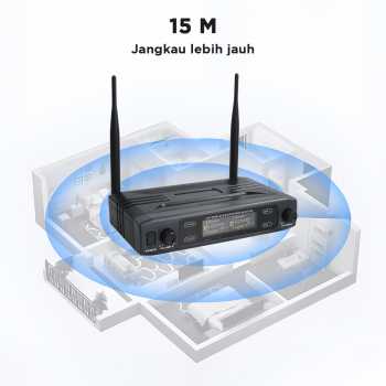Gambar produk AOIE Microphone Karaoke Dual Channel Handheld Wireless UHF - AO460