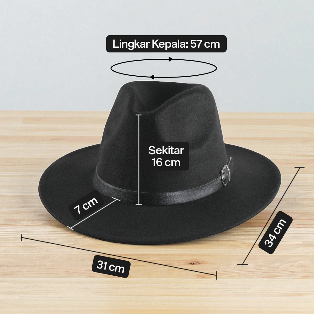Gambar produk JIANGXIHUITIAN Topi Fedora Panama Laken Hat Jazz Classic Vintage - FS-219