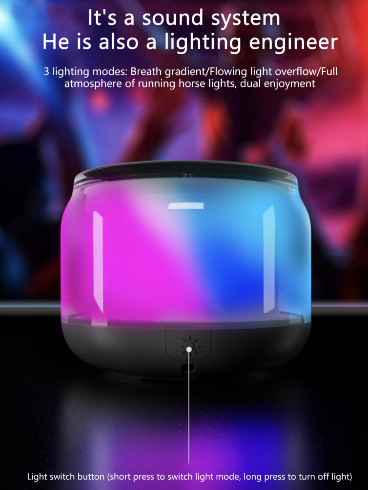 Gambar produk T-WOLF Mini Bluetooth Speaker Portable Transparent Wireless 400MAh - S-100