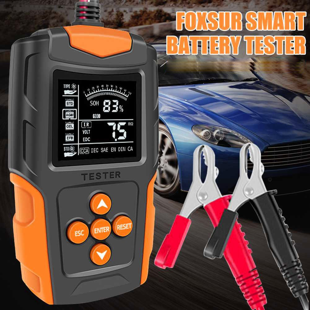 Gambar produk FOXSUR Tester Aki Kendaraan Lead Acid Battery Tester LCD 200Ah 12/24V - FBT-200