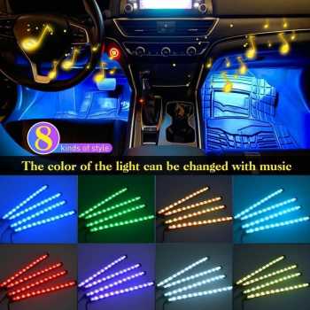 Gambar produk JIAMEN Lampu LED Strip Flexible Car Light Smart App USB 8 Color 4 PCS 36 LED - J72