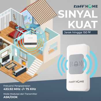 Gambar produk TaffHOME Bell Pintu Wireless Doorbell Waterproof 1 Receiver 433MHz - A9