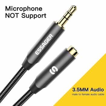 ESSAGER Kabel Audio Jack 3.5mm Male to Female HiFi 3 Sections 1M - EYPY335-YYA0G