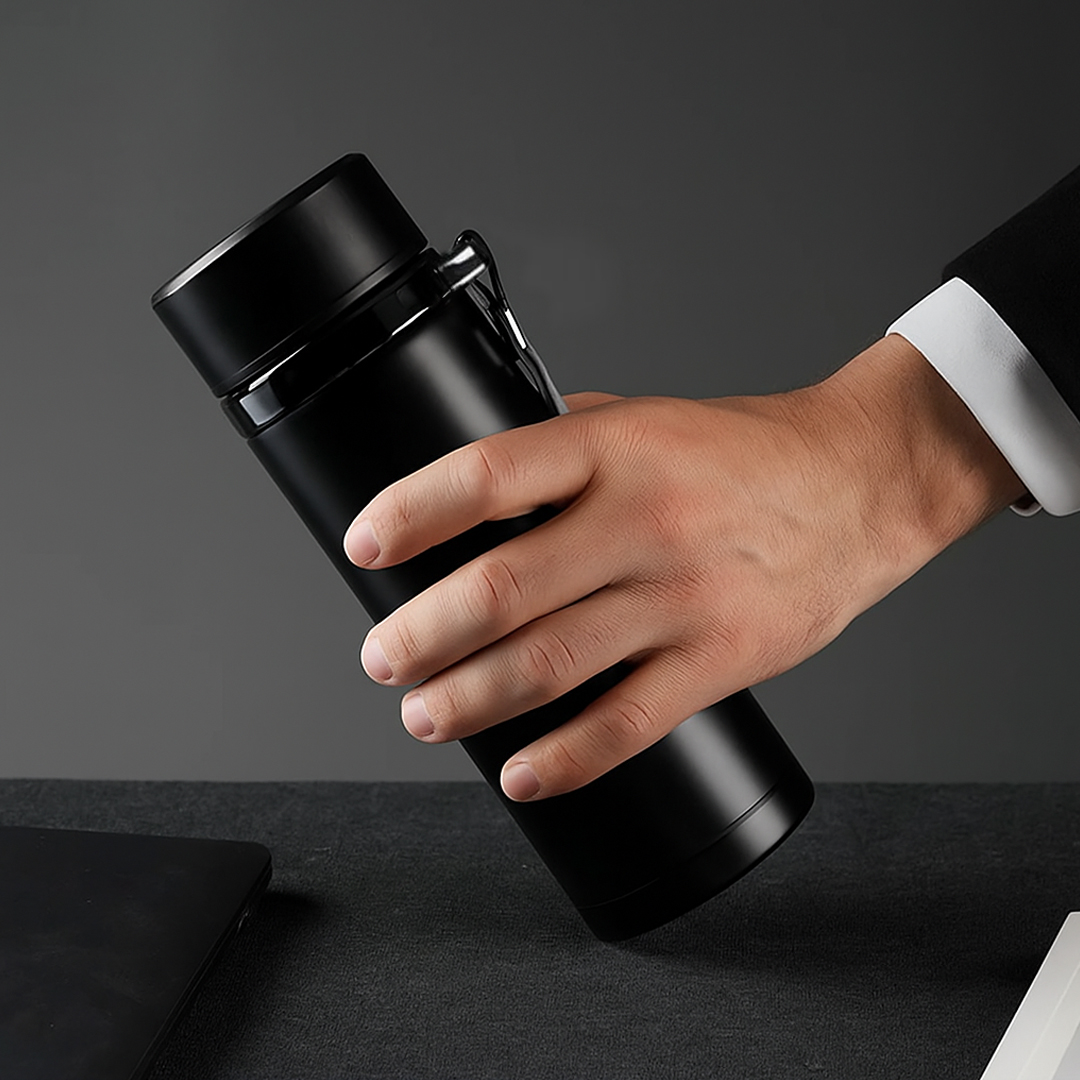 Gambar produk MACIN Botol Minum Termos Penyaring Teh Termometer Suhu Air 500ml - MA92