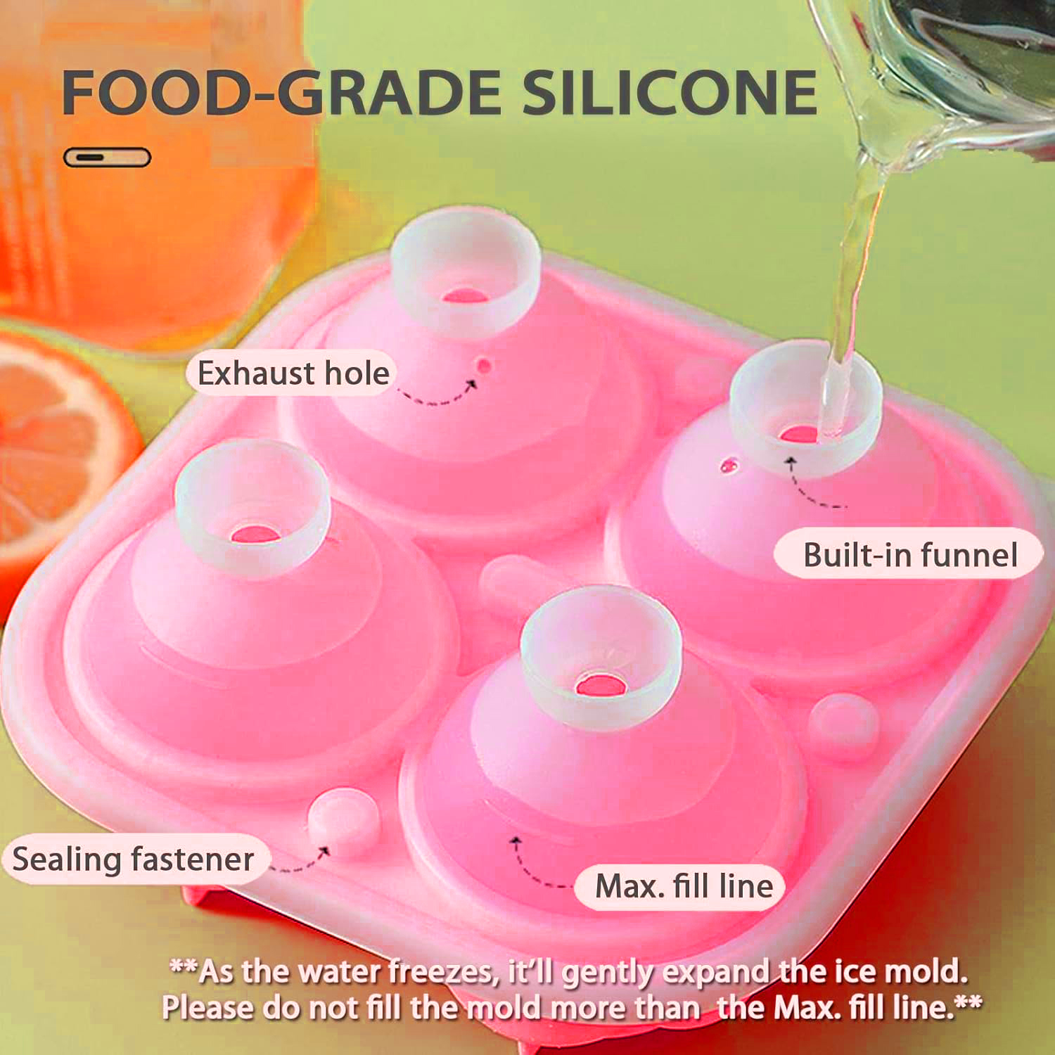 Gambar produk FRD Cetakan Es Batu Silikon Mawar 4 Grid Ice Cube Mold - F-10