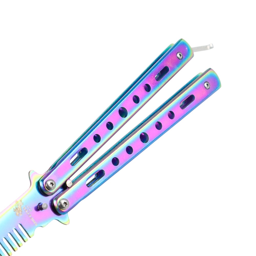 Gambar produk KNIFEZER Sisir Lipat Besi Butterfly Balisong Training Knife 220mm - JL07