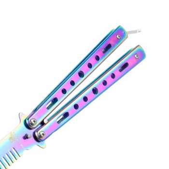 Gambar produk KNIFEZER Sisir Lipat Besi Butterfly Balisong Training Knife 220mm - JL07