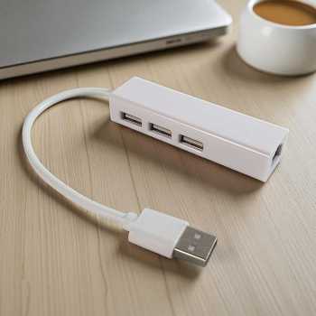 Gambar produk USB to LAN Ethernet External Network Card with USB Hub - DJLH-3100