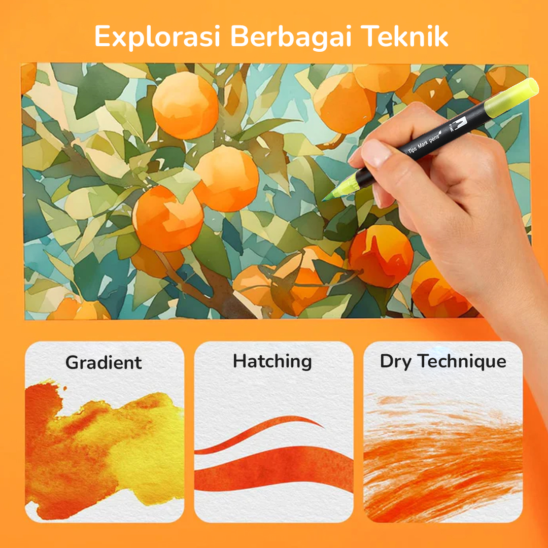 Gambar produk Kolorowy Spidol Double Head Drawing Pen Fine Art Watercolor Set 24 Color - MKB