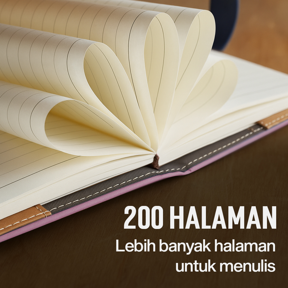 Gambar produk Toddi Buku Jurnal Leather Determination A5 200 Halaman Grid with Lock - TDD3