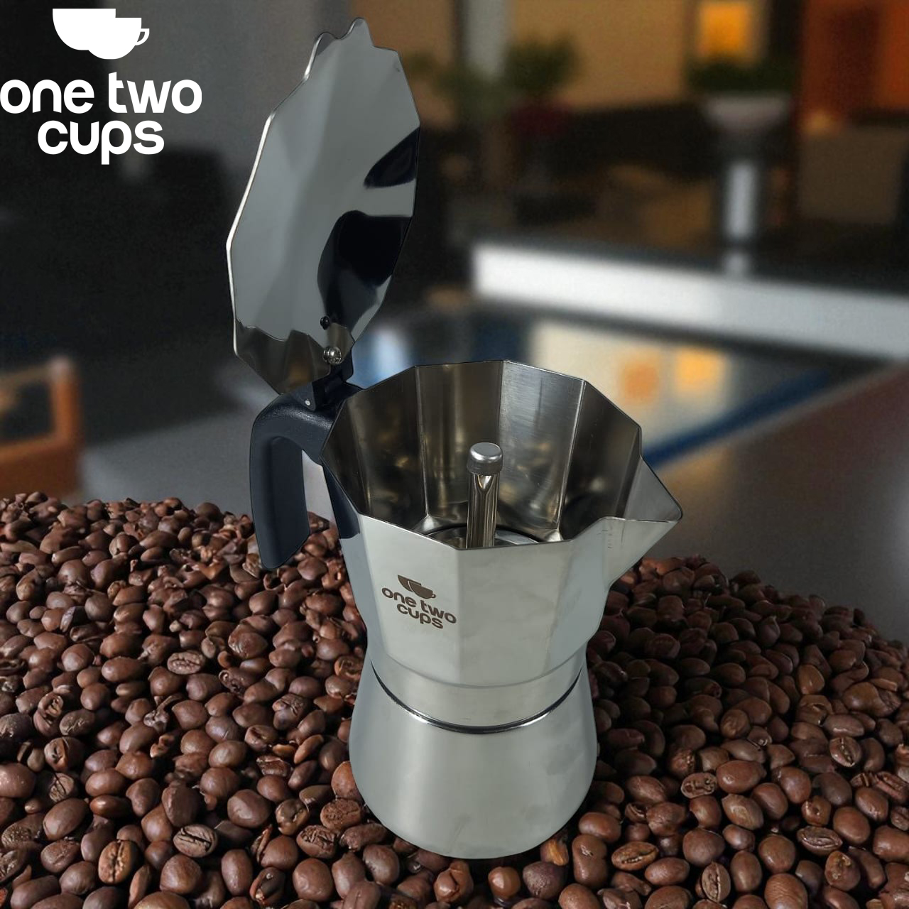 Gambar produk One Two Cups Moka Pot Italian Espresso Coffee Maker Stainless Steel 300ml - W-767