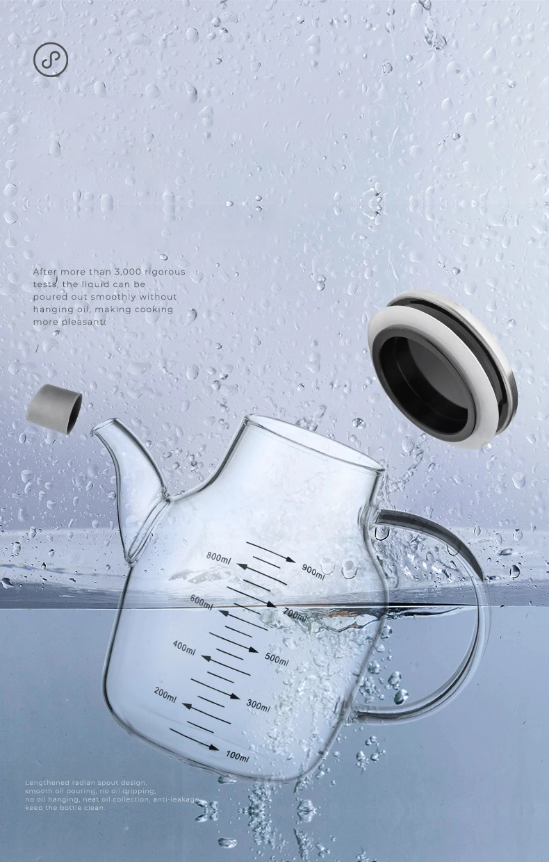 Gambar produk FMA Botol Minyak Borosilicate Glass Oil Pot Leakproof Heat-Resistant 900ml - FM-2PL