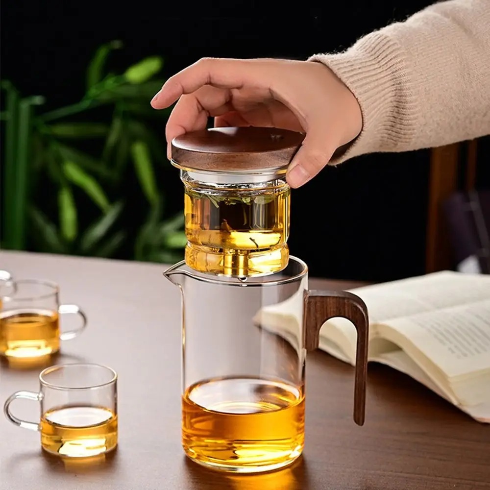 Gambar produk TERNITEA Teko Teh Kaca Saringan Tahan Panas One Click Filter Teapot 800ml - TR-68