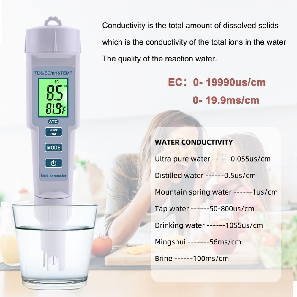Gambar produk YIERYI Alat Ukur Kualitas Air 4 in 1 pH TDS Temperature Meter Tester - KT-686