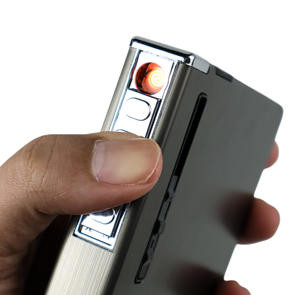 Gambar produk Firetric Kotak Rokok Cigarette Case 20 Slot dengan Korek Elektrik - MK073