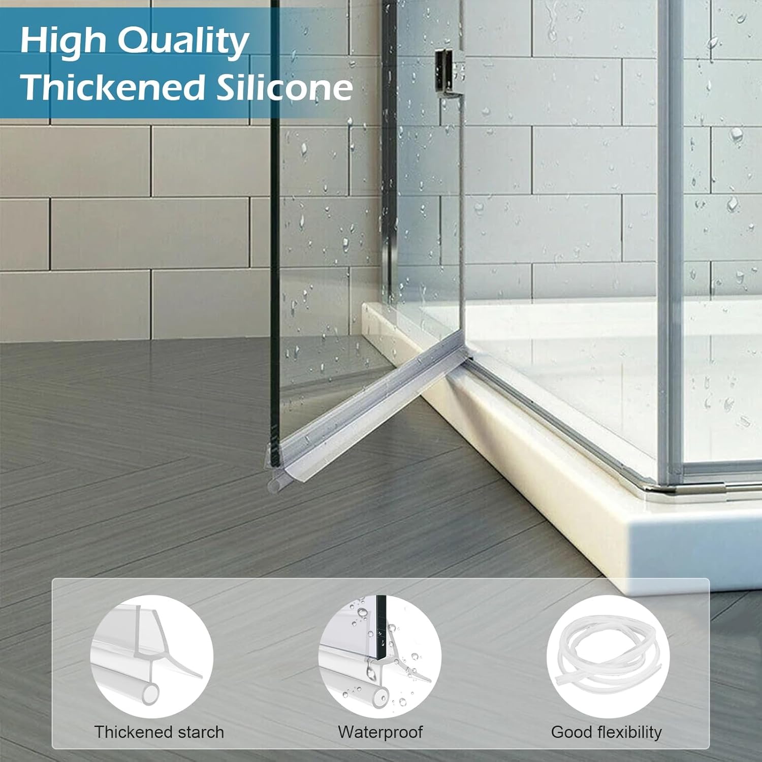 Gambar produk SAVNEE Seal Strip Penutup Celah Pintu Kaca Kamar Mandi PVC 50cm 6mm - SV50