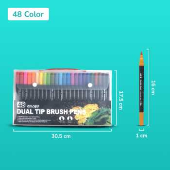 Gambar produk Kolorowy Spidol Double Head Drawing Pen Fine Art Watercolor Set 48 Color - MKB