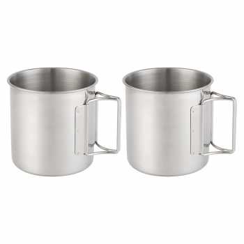 Gambar produk MyTrip Cangkir Kopi Stainless Steel Gagang Lipat Camping Mug 500ml - INU164